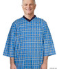 Silvert's 500500203 Mens Adaptive Cotton Hospital Patient Nightgowns , Size Medium, MID BLUE CHECK