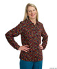 Silvert's 133731204 Womens Classic Print Long Sleeve Blouses , Size 14, CINNAMON