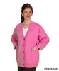 Silvert's 136900804 Womens Fleece Two Pocket Button Front Cardigans, Size Large, FUSCHIA