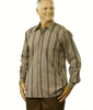 Silvert's 504000604 Men's Regular Sport Shirt with Long Sleeve, Size X-Large, BEIGE STRIPE (Silvert's 504000604)