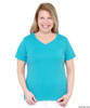 Silvert's 130100101 Womens Short Sleeve V Neck T Shirt, Size Small, AQUA