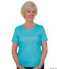 Silvert's 135900403 Womens Regular Scalloped Crew Neck T Shirt, Size Large, TURQUOISE