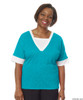 Silvert's 236400202 Womens Adaptive V Neck Tshirt , Size Medium, TURQUOISE