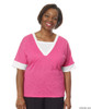 Silvert's 236400103 Womens Adaptive V Neck Tshirt , Size Large, RASPBERRY