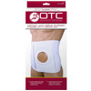 OTC 2524-L OSTOMY 9" Ostomy Abdominal Binder for Stoma Support WITH PAD, 4" HOLE, WHITE, L