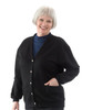 Silverts SV13690 Womens Fleece Cardigan - Two Pocket Button Front Cardigans Black, Size=XL, SV13690-SV2-XL
