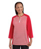 Silverts SV22540 Womens Adaptive Open Back Top with Zippered-Neck Red/White, Size=L, SV22540-SV1260-L