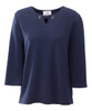 Silverts SV22580 Pretty Womens Adaptive Open Back Top - Grommet And Ribbon Trimmed Neckline Navy, Size=M, SV22580-SV3-M