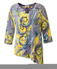 Silverts SV22610 Women's Stylish Slenderizing Open Back Top Yellow/Purple, Size=XL, SV22610-SV1357-XL
