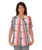 Silverts SV24770 Inverted Pleat Adaptive Open Back Top for Women  Red/Gray, Size=2XL, SV24770-SV1297-2XL