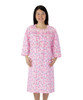 Silverts SV26320 Comfy 3/4 Long Sleeve Hospital Gowns For Women Pink Tulip, Size=2XL, SV26320-SV1373-2XL