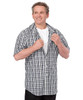 Silverts SV40100 Magnetic Buttons Mens Short Sleeve Shirt Black Check, Size=S, SV40100-SV461-S