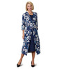 Silverts SV24930 Women's Open Back Two-fer Dress Blue Floral, Size=XL, SV24930-SV342-XL