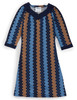 Silverts SV24950 Women's Open Back Sweater Knit Dress Diamond Neckline Multi-Dots, Size=M, SV24950-SV1301-M