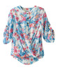 Silverts SV145 Senior Women's Adaptive Open Back Henley Convertible Sleeve Top Floral Bouquet, Size=S, SV145-SV2016-S