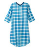 Silverts SV50120 Senior Men's Adaptive Open Back Flannel Nightgown Turquoise Plaid, Size=3XL, SV50120-TQUP-3XL
