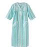 Silverts SV319 Senior Womens Adaptive Open Back with Zip Front Nightgown Aqua Stripe, Size=2XL, SV319-SV2057-2XL