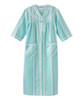 Silverts SV319 Senior Womens Adaptive Open Back with Zip Front Nightgown Aqua Stripe, Size=L, SV319-SV2057-L
