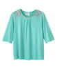 Silverts SV162 Senior Women's Adaptive Open Back Lace Embellished Top Turquoise, Size=2XL, SV162-SV34-2XL