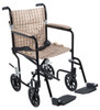Drive Medical FW19DB Flyweight Lightweight Folding Transport Wheelchair, 19", Black Frame, Tan Plaid Upholstery (FW19DB)