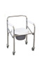 LifeSupply LSCC-16W Folding Steel Commode Chair, Plastic Armrests 3” Wheels