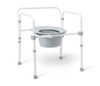 Folding frame design assembles in seconds without tools
Commode folds down to reduce storage space by 35% and makes delivery easier
Clip-on seat can be removed for easy cleaning
Features generous seat depth to allow more room for cleaning