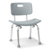 Shower chairs help patients who have difficulty sitting in a standard bathtub or standing in the shower
Stools with a back provide extra support