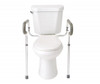 Foldable toilet safety rail with adjustable height from 26" to 31" to accommodate standard or elevated toilet seats
Easy-to-clean aluminum frame mounts securely onto bowl with bracket adjustable from 18" to 24"
Width adjustment between armrests: 8"-24"
Overall depth at arm is 16.75"; at leg is 12"
Comes in retail packaging