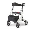 European-style rollators feature a lightweight aluminum frame
Fold horizontally for easy storage
300 lb. weight capacity
Storage bag included