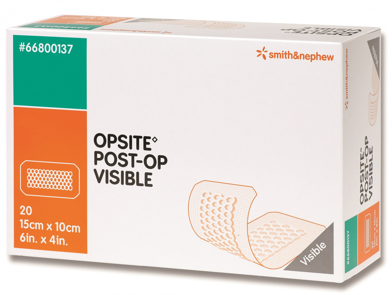 Smith & Nephew 66800137 Opsite Post-Op Visible Island Film Dressing 15CMX10CM BX/20