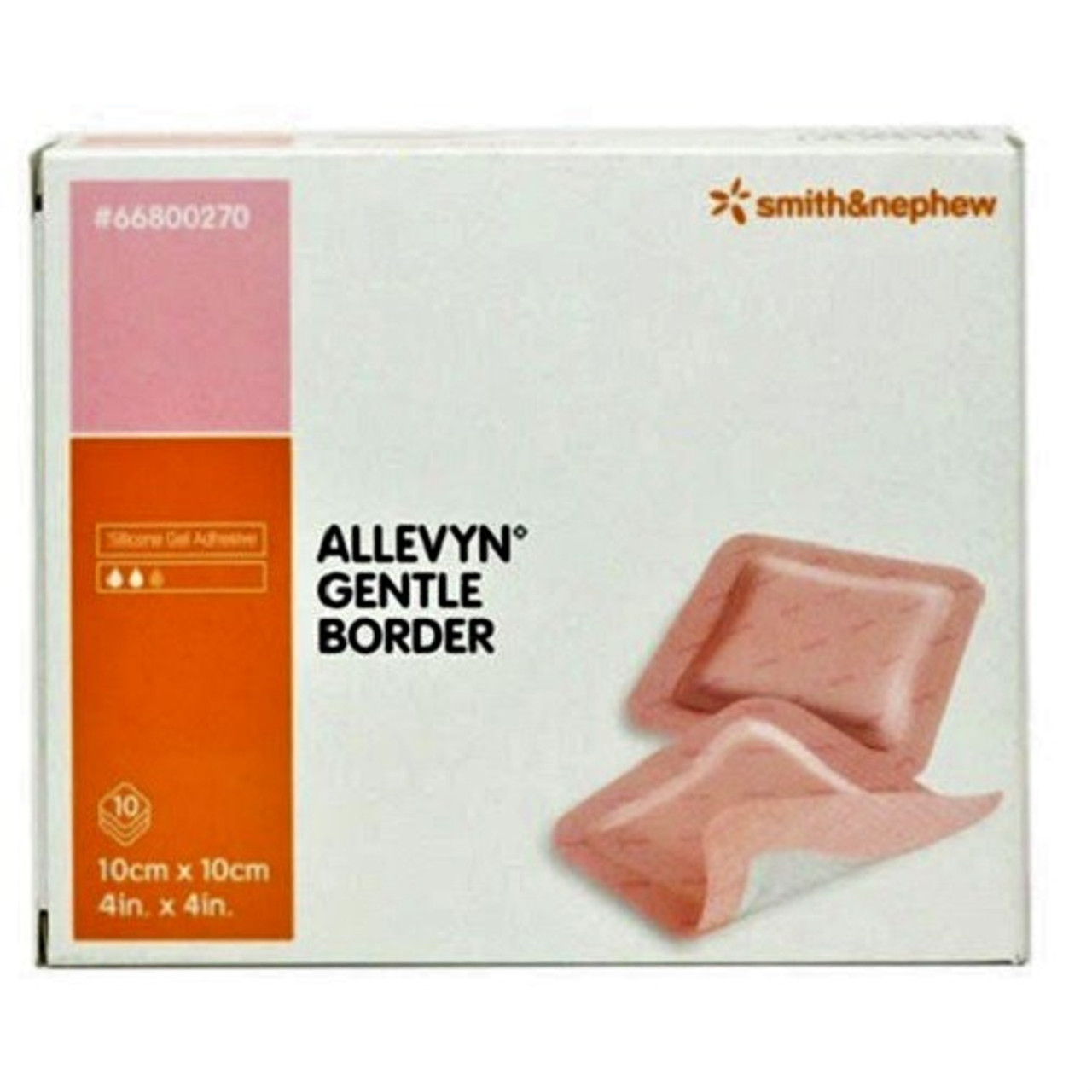 ALLEVYN GENTLE BORDER Dressing, SIZE 10CM X 10CM BX/10 (SN-66800270)