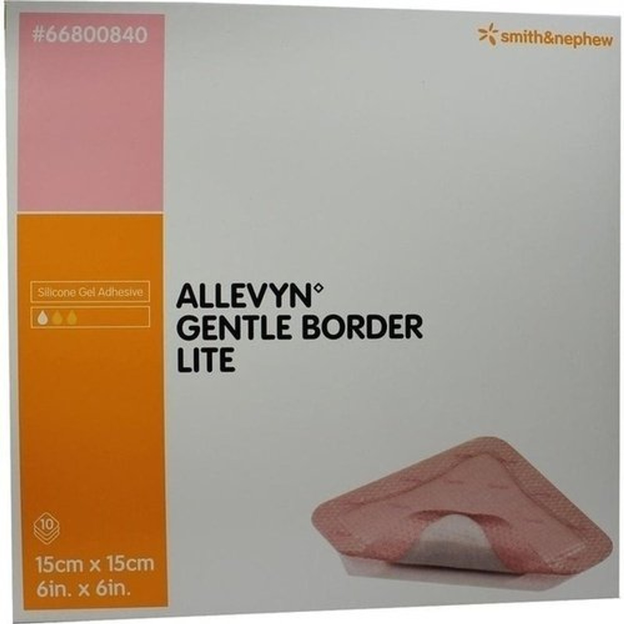 Smith & Nephew 66800840 ALLEVYN GENTLE BORDER LITE 15X15CM BX/10