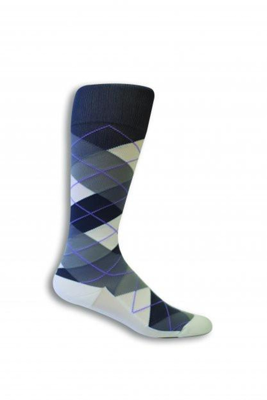 Dr. Segal's Compression Socks MEN ENERGY - GREY/WHITE - ARGYLE SIZE: MCCM STRENGTH:15-20 MMHG (1 Pair) (HH E410CMC01) (HH E410CMC01)