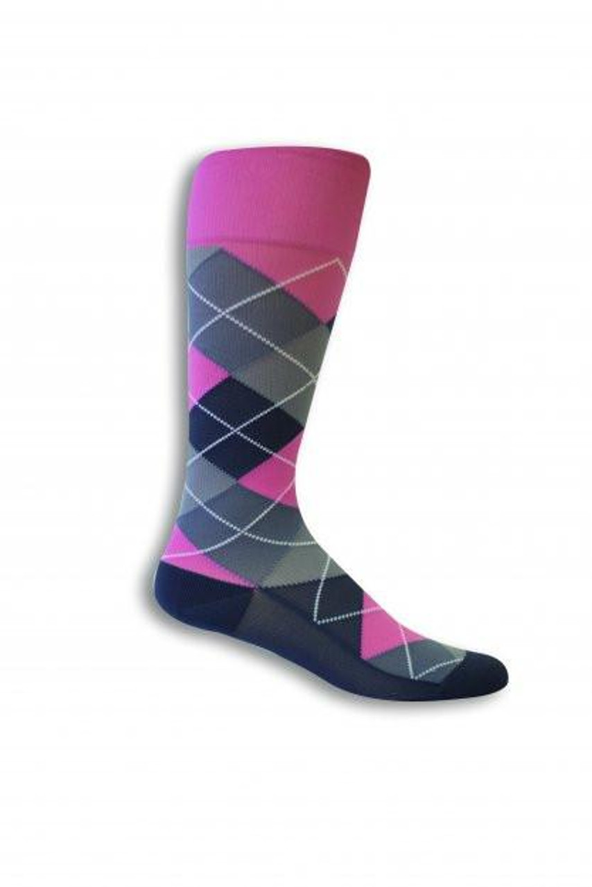 Medical Compression Socks for Women - PINK/GREY - ARGYLE SIZE: WA-RCM STRENGTH:20-30 MMHG (1 Pair) (HH X420CWA31-R)