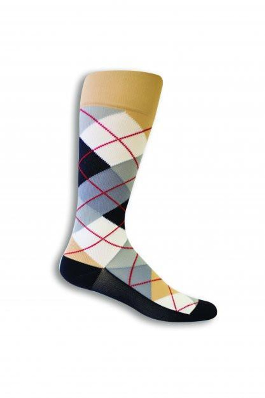 Medical Compression Socks for Women - BEIGE/WHITE - ARGYLE SIZE: WB-RCM STRENGTH:20-30 MMHG (1 Pair) (HH X420CWB81-R)