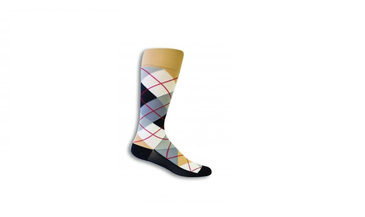 Medical Compression Socks for Women - BEIGE/WHITE - ARGYLE SIZE: WB-TCM STRENGTH:20-30 MMHG (1 Pair) (HH X420CWB81-T)