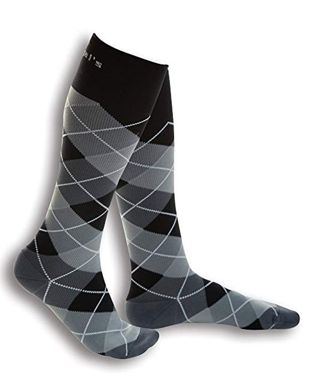 Medical Compression Socks for Women - BLACK/GREY - ARGYLE SIZE: WB-TCM STRENGTH:20-30 MMHG (1 Pair) (HH X420CWB91-T) (HH X420CWB91-T)