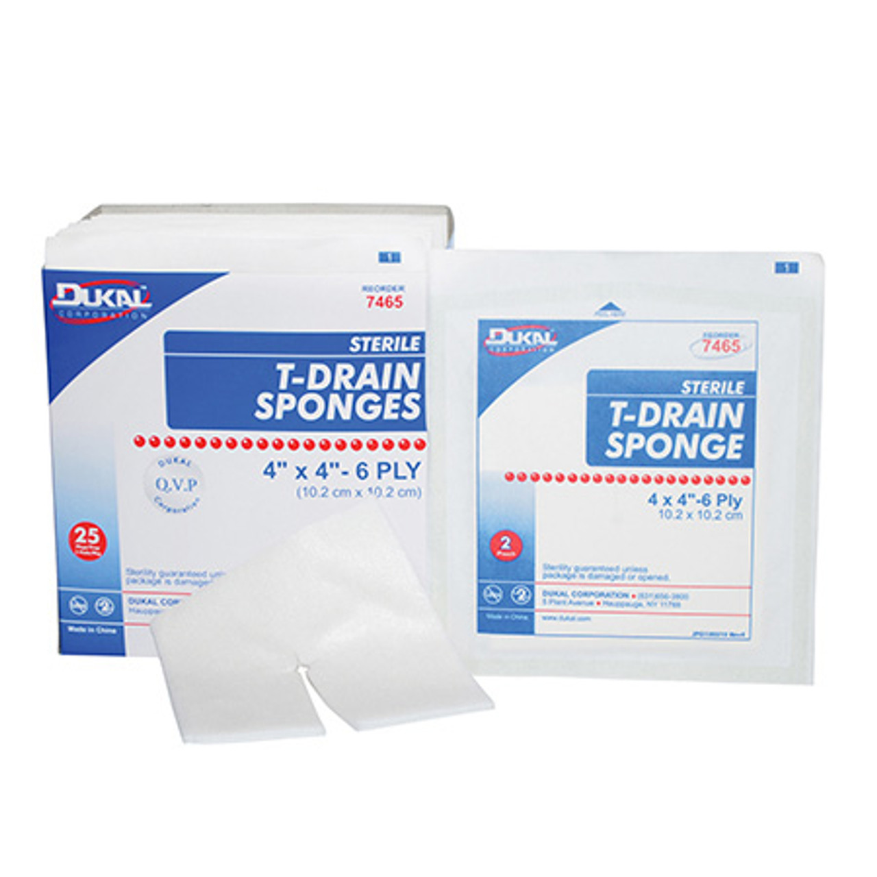 DUKAL 7465-X TRACH SPONGE 6-PLY STERILE & CLINISORB 4"x4"