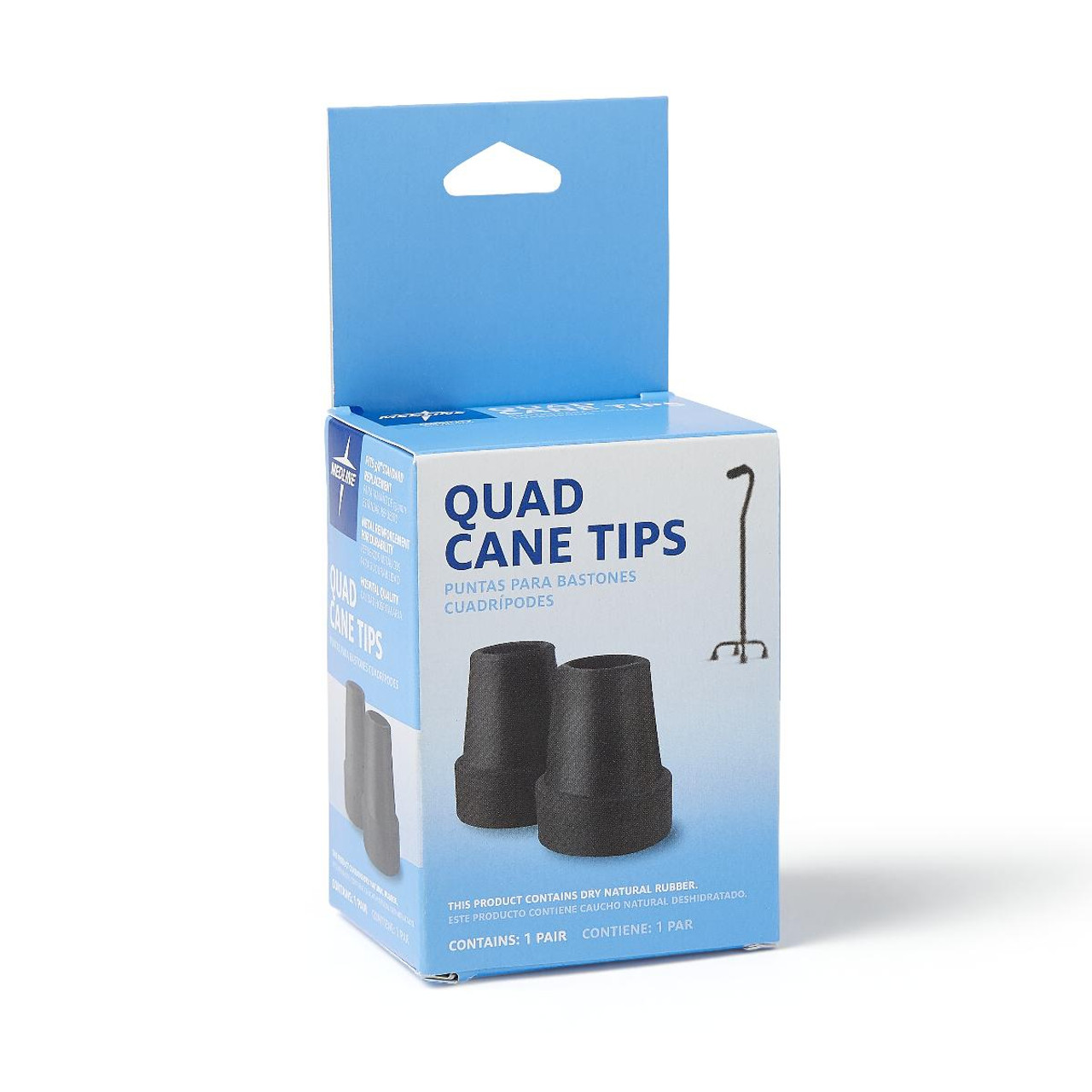 Medline MDS86424W QUAD CANE TIP, SMALL BASE,1/2" ,BLACK