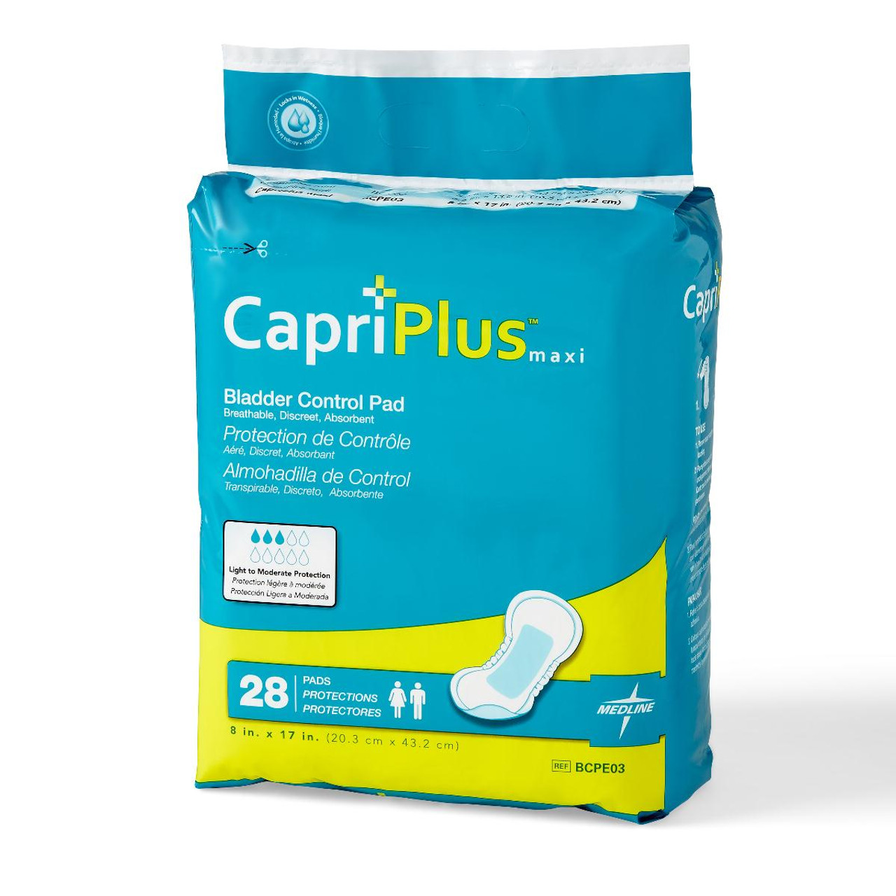 Medline Capri Plus Bladder Control Pads, 5.5X10.5 (Pack of 168