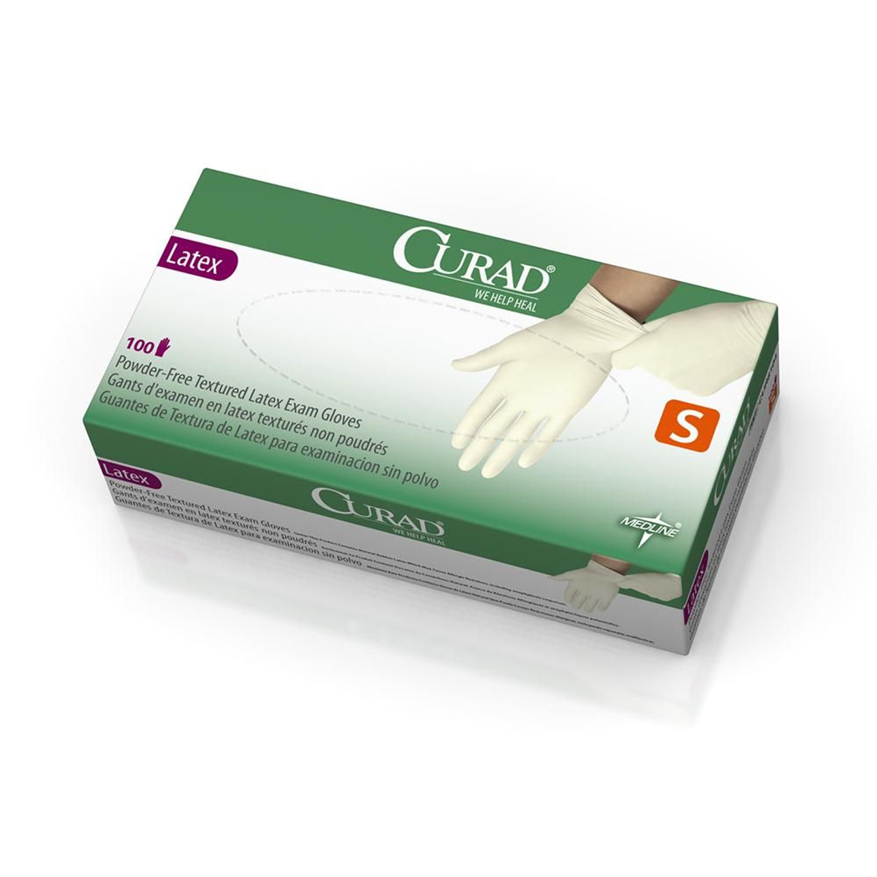 Medline CUR8104 Examination Glove,LATEX,CURAD,Powder-Free,SM CS 1000/CS