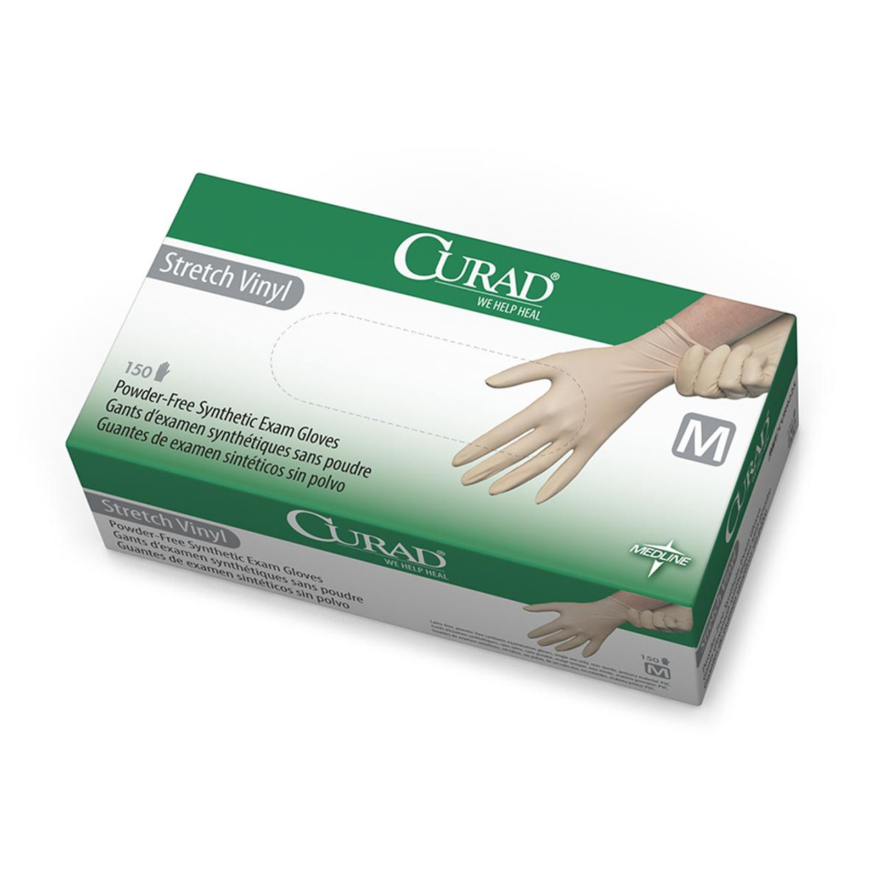 Medline CUR9225 Examination Glove,Powder-Free,LF,STRETCH VINYL,M CS 1500/CS