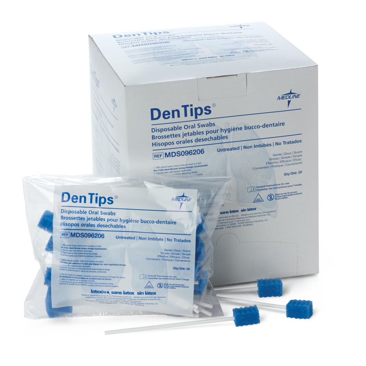 Medline MDS096504 DenTips Oral Swabsticks, Green Case of 1000 (Medline MDS096504)