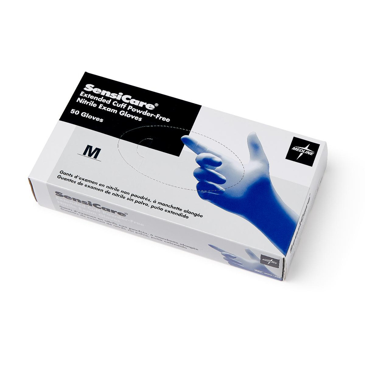 Medline MDS1286 - SensiCare Non-Sterile Powder-Free Latex-Free 12 Nitrile Exam Glove,Blue,Large 500/CS