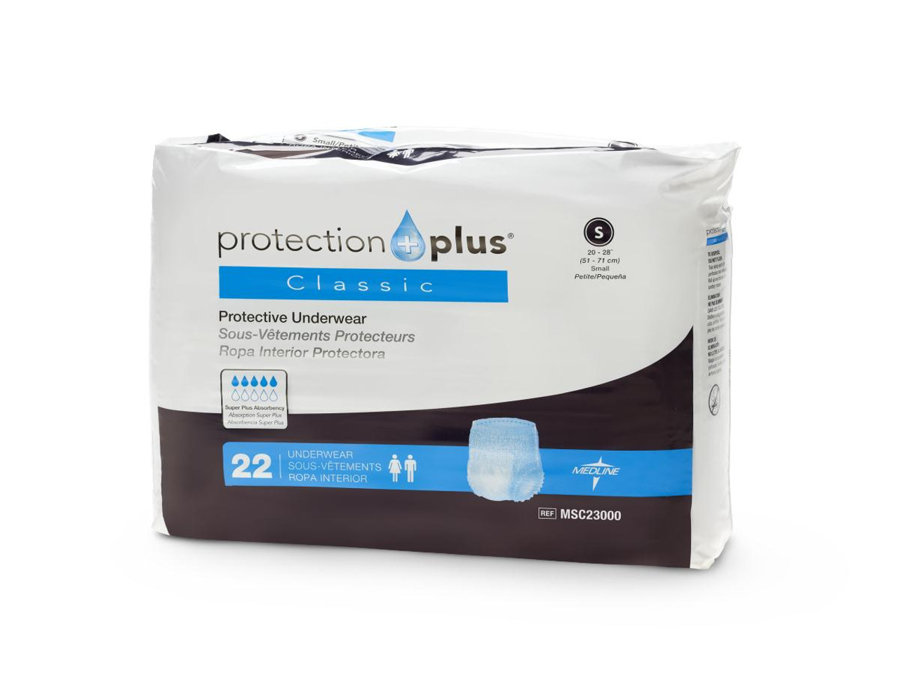 Medline MSC23000 Protection Plus Classic Protective Underwear Small,20-28 Case of 88,