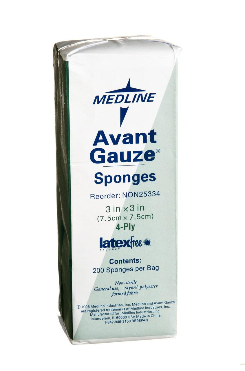 Medline NON25334 GAUZE,SPONGE,AVANT,3X3,4-PLY,Non-Sterile,LF CS 4000/CS