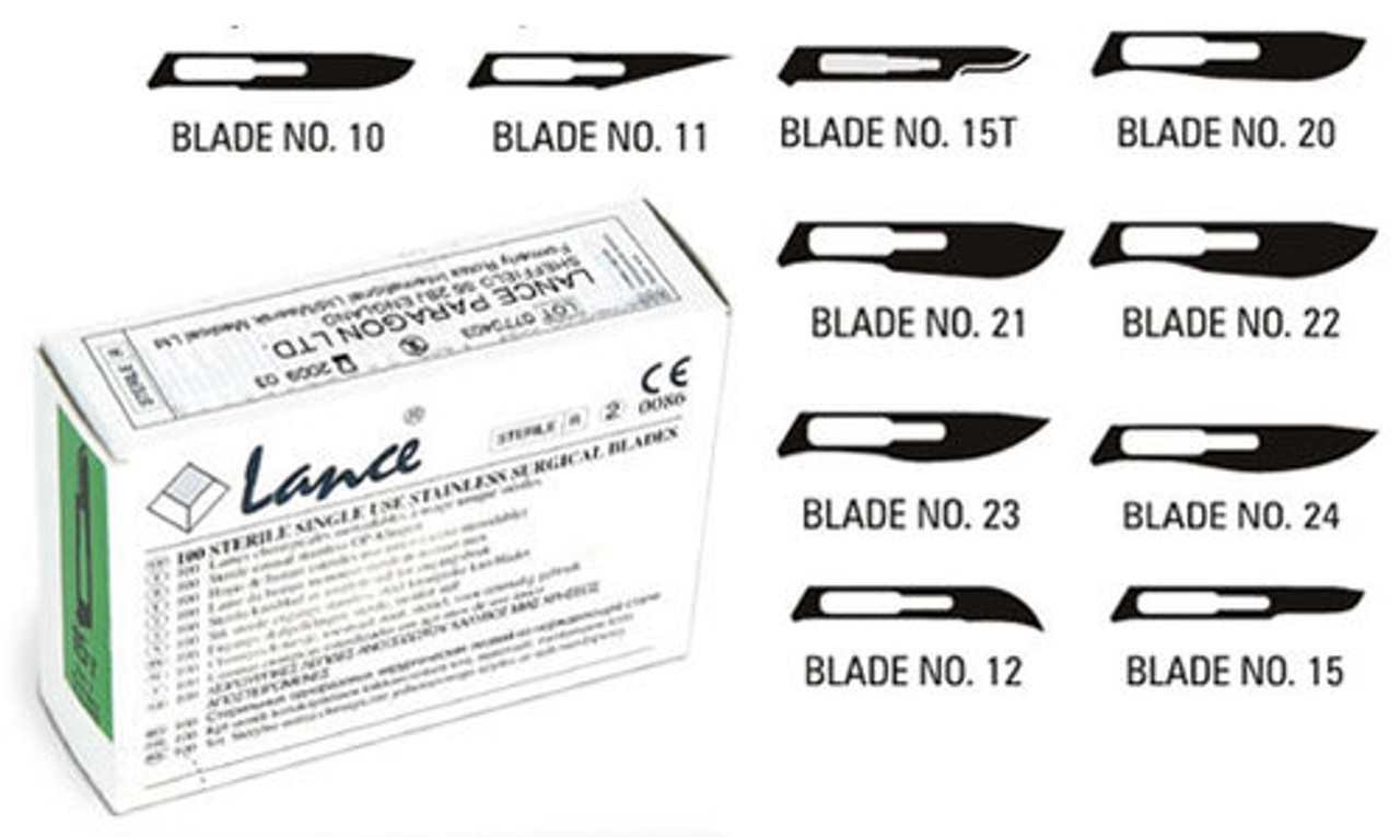 AMG 500-022 LANCE STAINLESS STEEL SCALPEL BLADES SIZE 22 STERILE BX/100