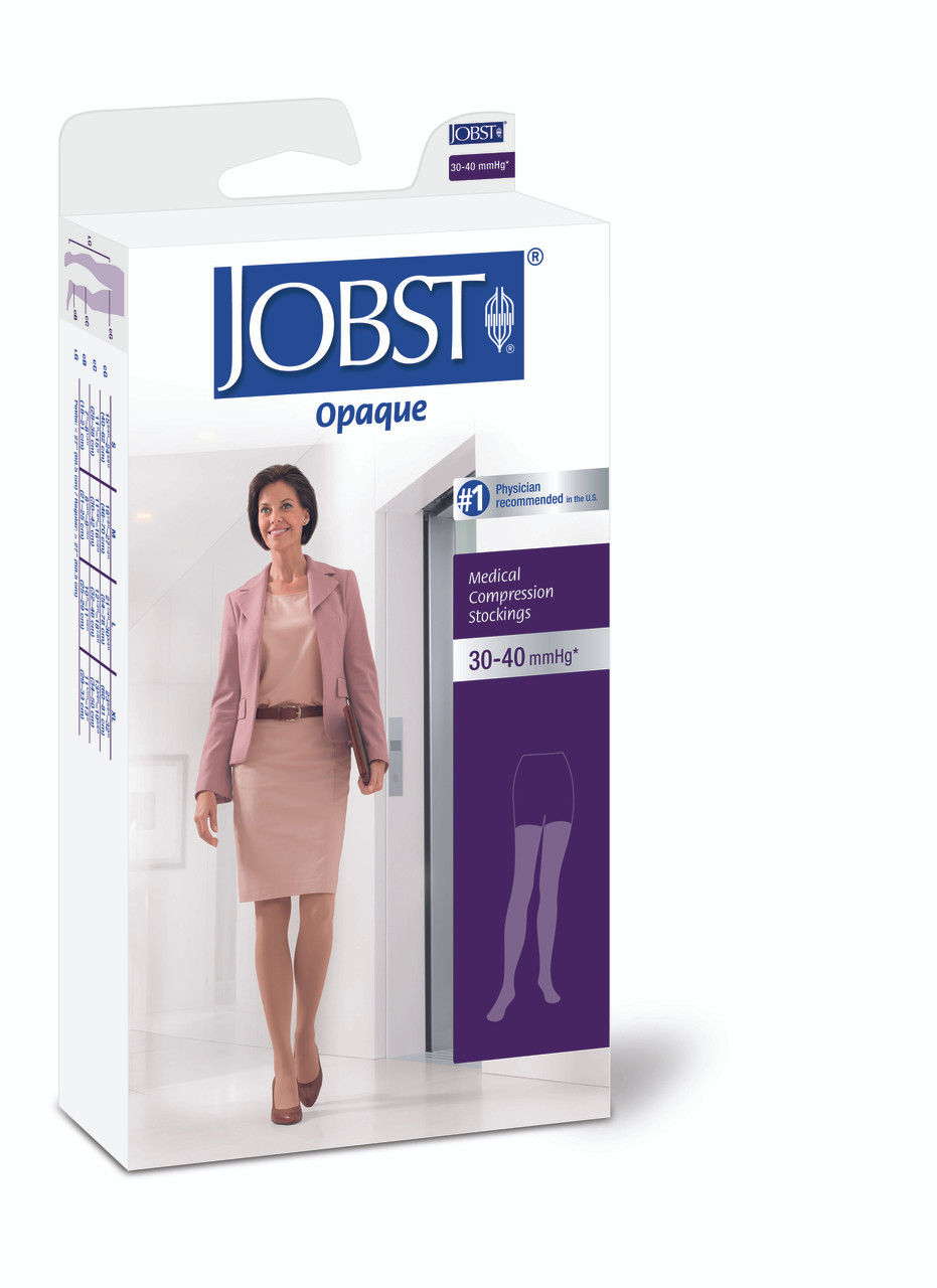 BSN-7523509 PR/1 JOBST OPAQUE WOMEN, THIGH HIGH W/SIL DOT BAND, 30-40MMHG, LG, ESPRESSO, CLOSED TOE