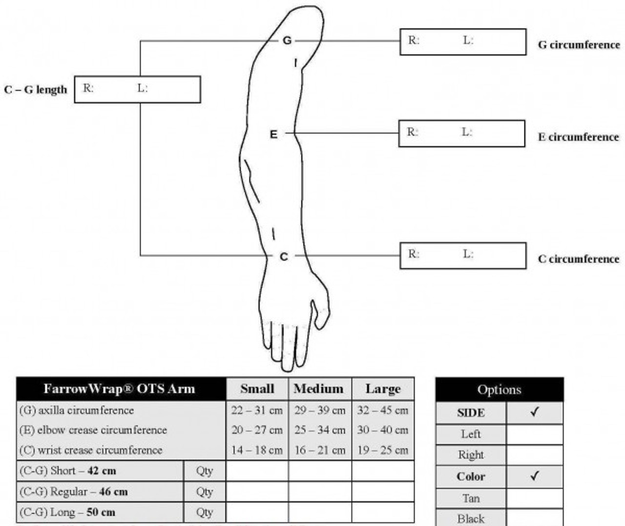 BSN-7665002 BX/1 JOBST FARROWWRAP LITE READY-TO-WEAR ARM WRAP 20-30 MMHG, MEDIUM LONG RIGHT, TAN