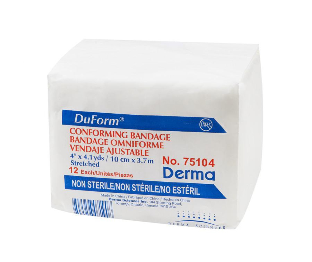 DUP 75104 PK/12 DUFORM CONFORMING STRETCH BANDAGE, SIZE 4" X 4.1Y, NON-STERILE (DUP 75104)